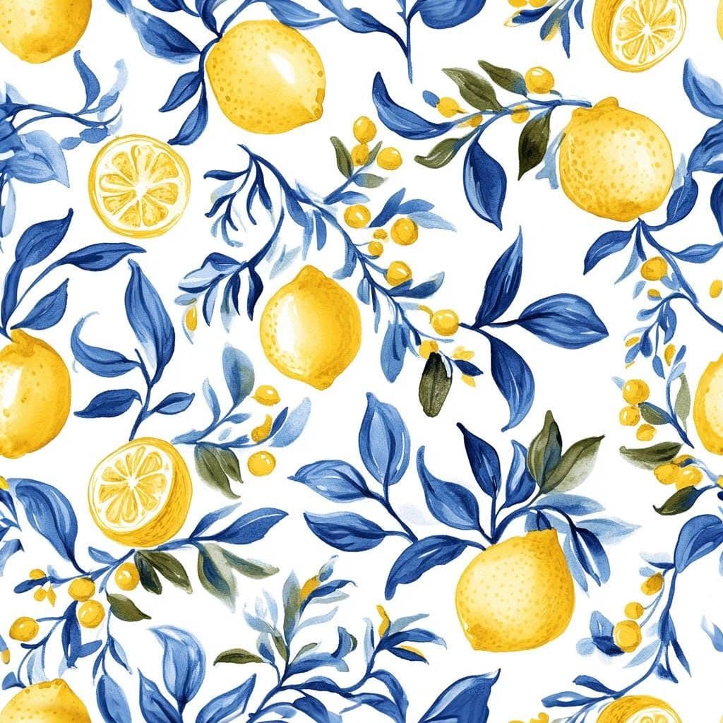Citrons sur porcelaine bleue et blanche